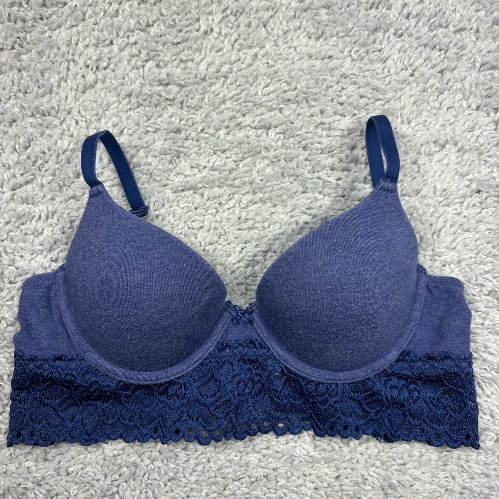 Aerie Bra Womens 34A Lace Band Smooth Push Up Adjustable Straps Comfy Modest